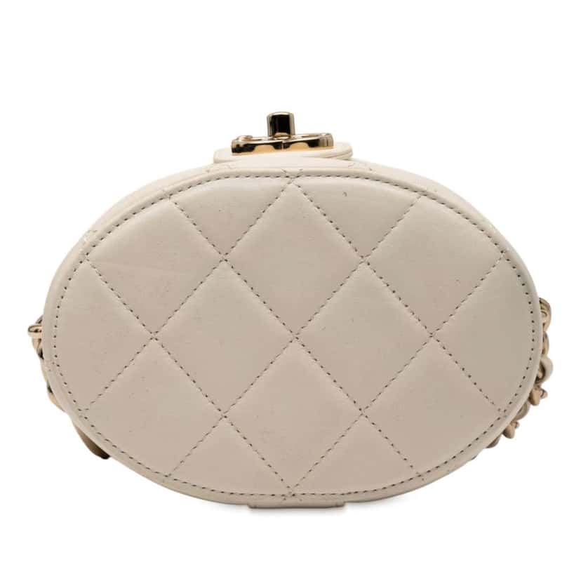 Chanel CC Lambskin Elegant Chain Vanity Case White Leather Good condition - Inside View