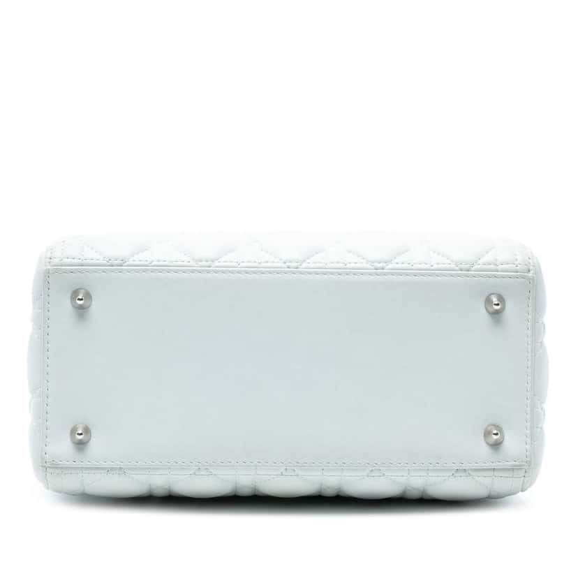 Dior Medium Lambskin Cannage Lady Dior White Leather Good condition - Inside View
