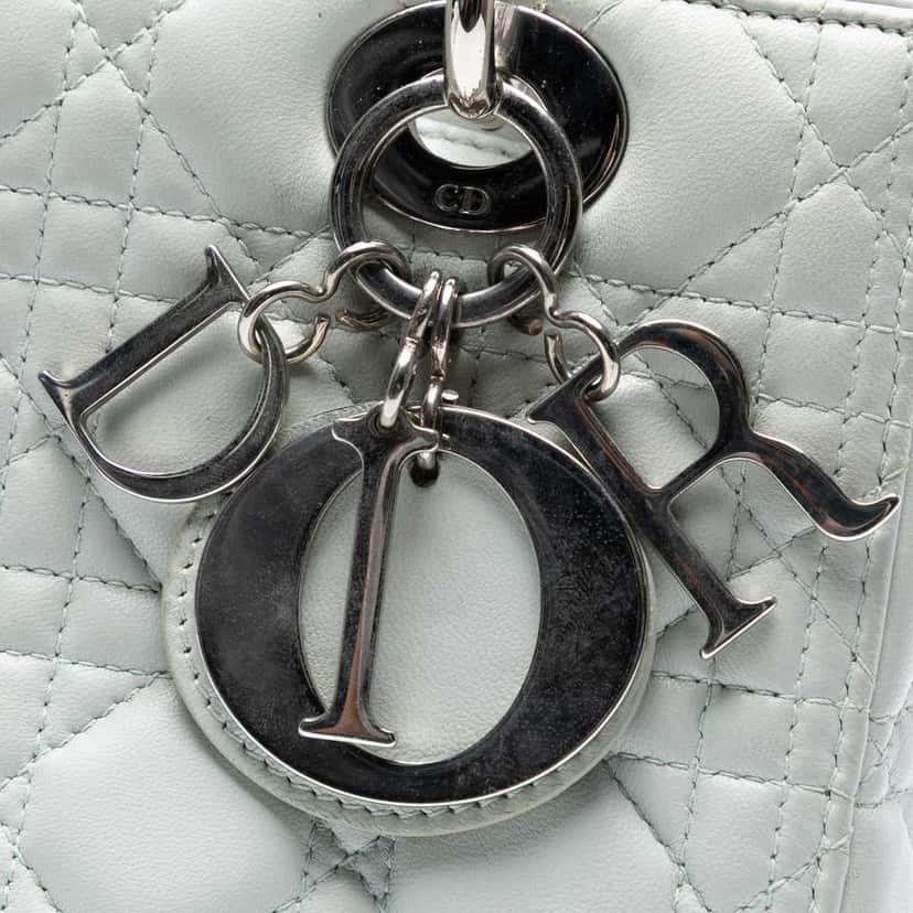 Dior Medium Lambskin Cannage Lady Dior White Leather Good condition - Box View