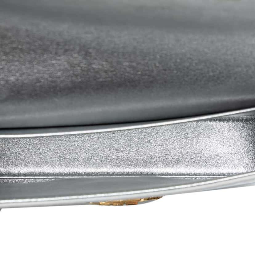 Celine Triomphe All Over Laminated Calfskin Claude Shoulder Bag Silver Leather Very good condition - Model View