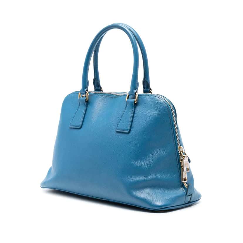 Prada Medium Saffiano Lux Promenade Satchel Blue Leather Very good condition - Back View