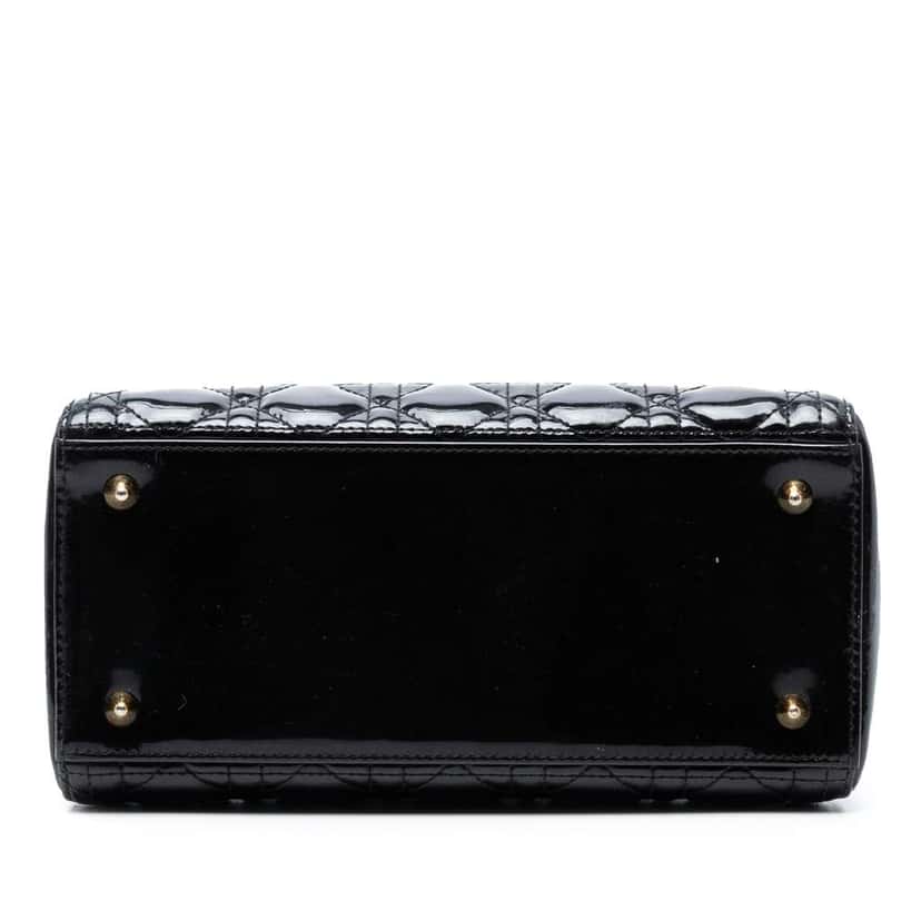 Dior Medium Patent Cannage Lady Dior Black Leather Good condition - Inside View