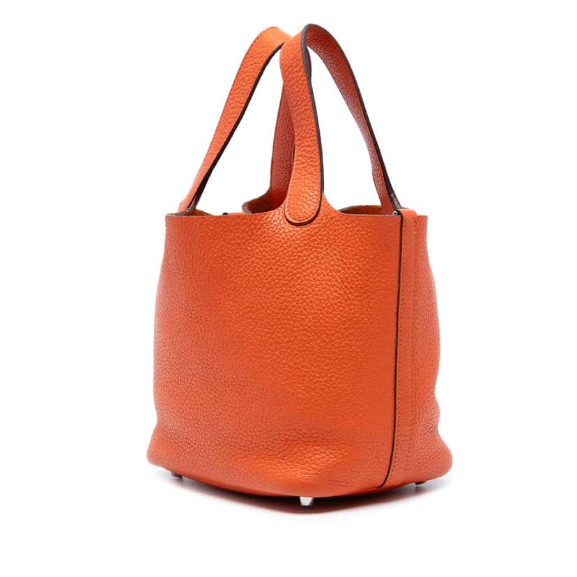 Hermès Clemence Picotin Lock 18 Orange Leather Good condition - Back View