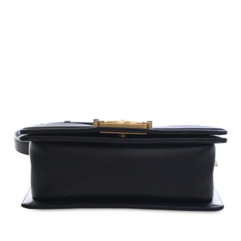 Chanel Small Quilted Caviar Boy Flap Black Leather Good condition - Model View