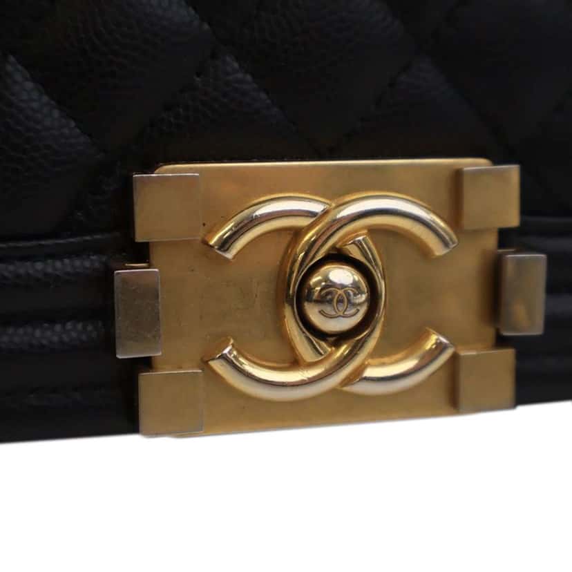 Chanel Small Quilted Caviar Boy Flap Black Leather Good condition - Box View