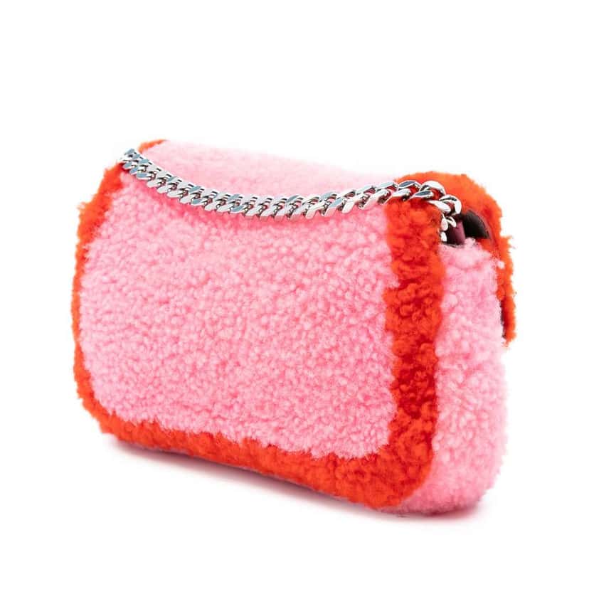 Fendi Micro Bicolor Shearling Baguette Satchel Pink Good condition - Back View