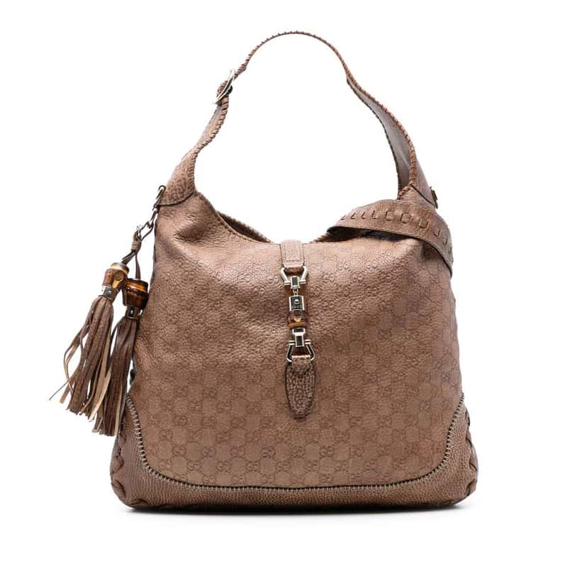 Gucci Large Guccissima New Jackie Satchel Brown Leather Good condition - Front View