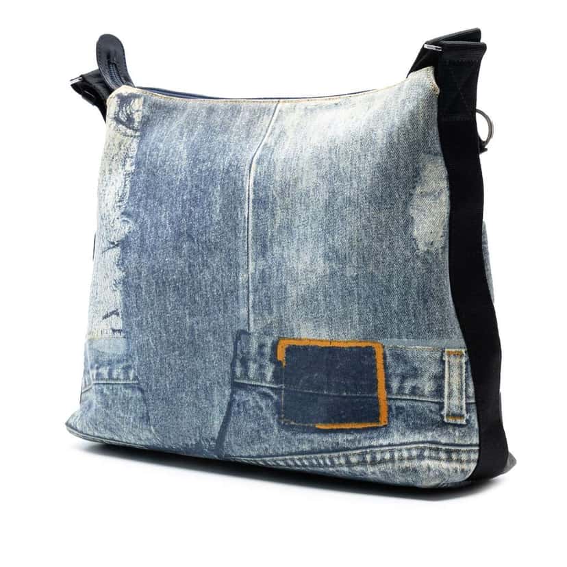 Dior Printed Denim Speedway Crossbody Blue Denim Good condition - Back View