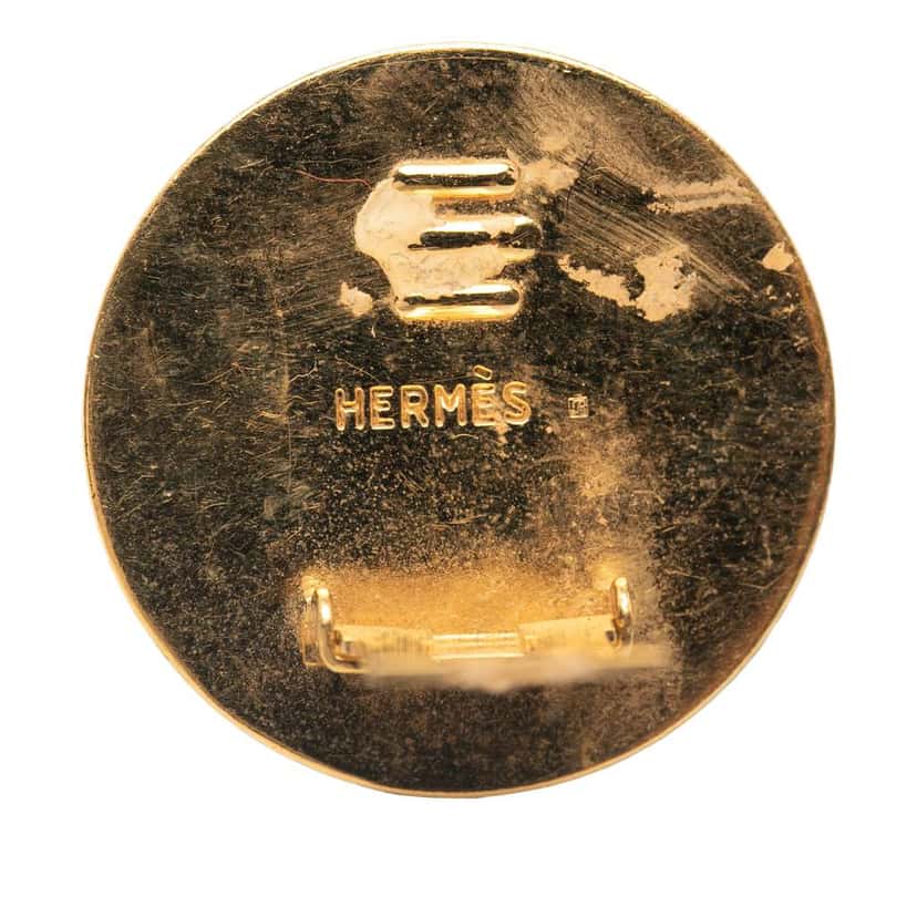 Hermès Enamel Cloisonne Clip on Earrings Green Good condition - Model View