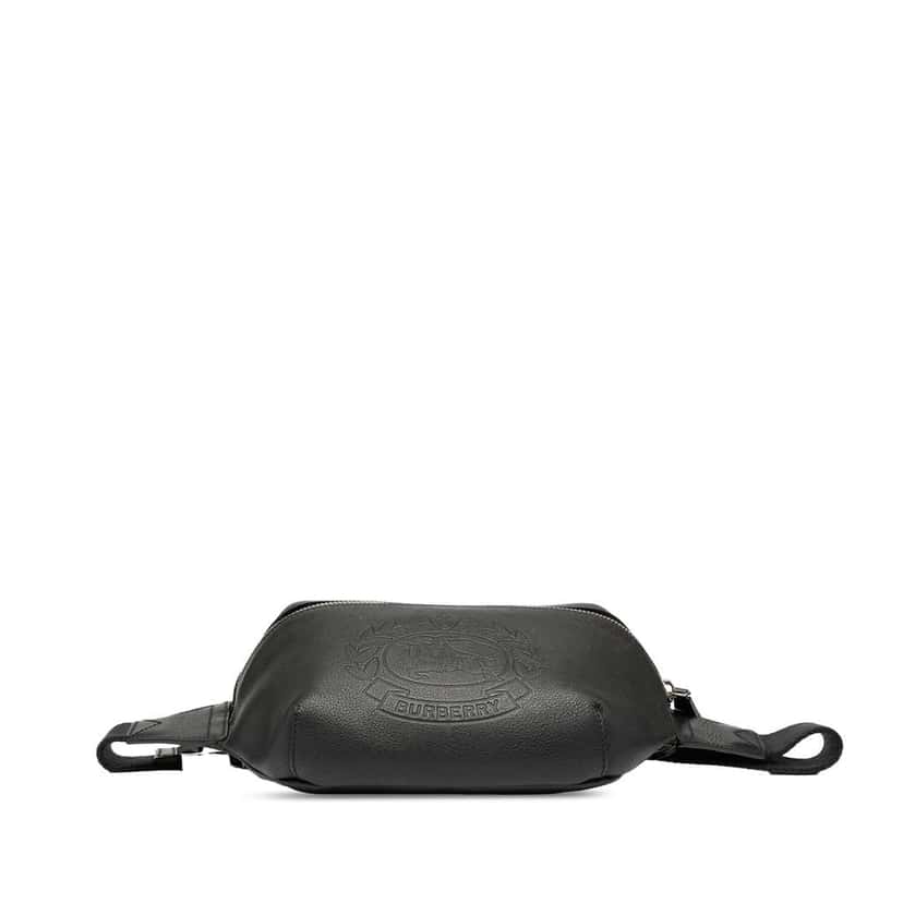Burberry Crest Embossed Leather Bum Bag Black Leather Good condition - Inside View