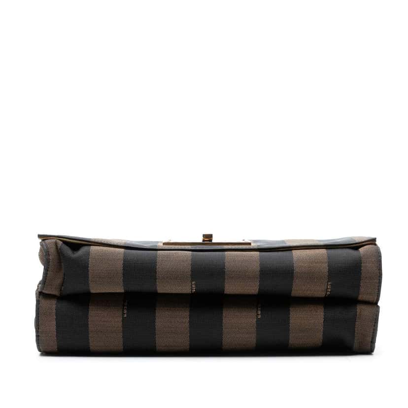 Fendi Large Canvas Pequin Claudia Shoulder Bag Brown Canvas Good condition - Inside View
