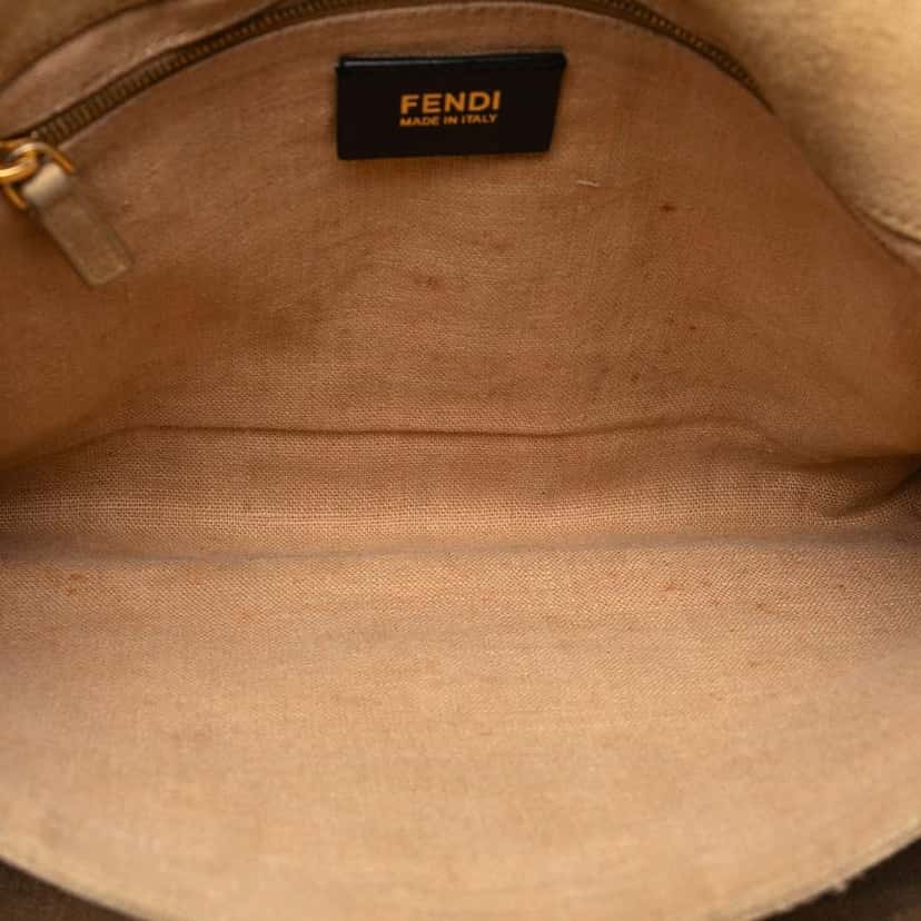 Fendi Large Canvas Pequin Claudia Shoulder Bag Brown Canvas Good condition - Model View