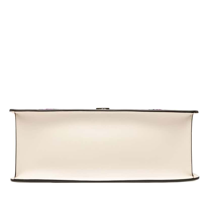 Gucci Medium Floral Embroidered Leather Sylvie Top Handle Bag White Leather Good condition - Inside View