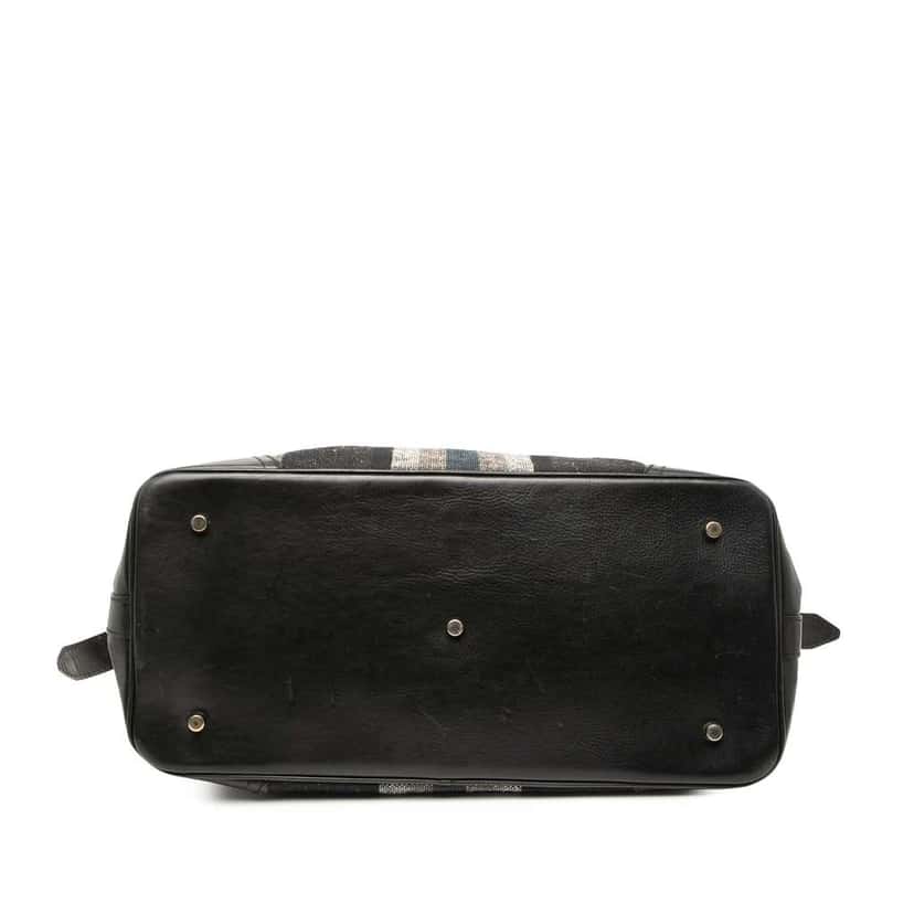 Burberry Leather Trimmed Tweed Striped Weekender Grey Tweed Good condition - Inside View