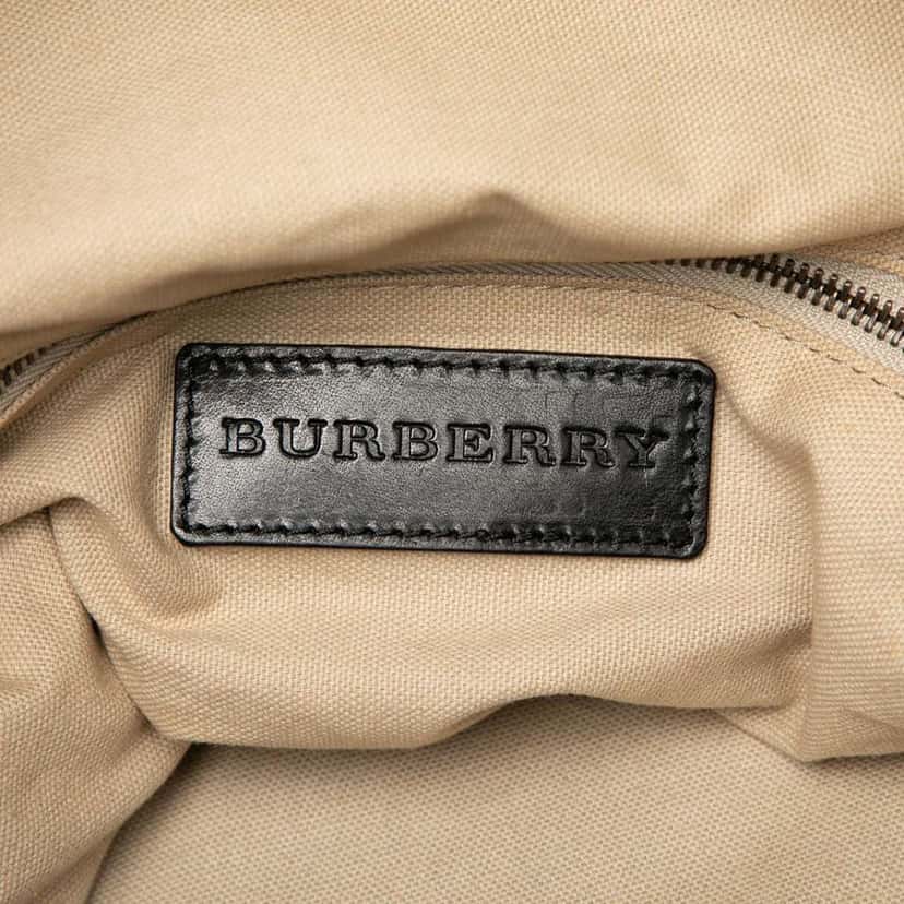 Burberry Leather Trimmed Tweed Striped Weekender Grey Tweed Good condition - Box View