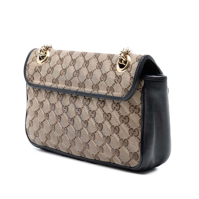 Gucci Medium GG Marmont Matelasse Diagonal GG Canvas Shoulder Bag Brown Canvas Good condition - Back View