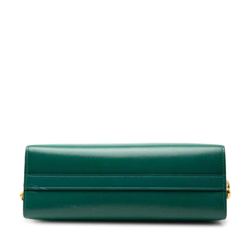 Prada Bicolor Saffiano Vernice Esplanade Crossbody Green Leather Very good condition - Inside View