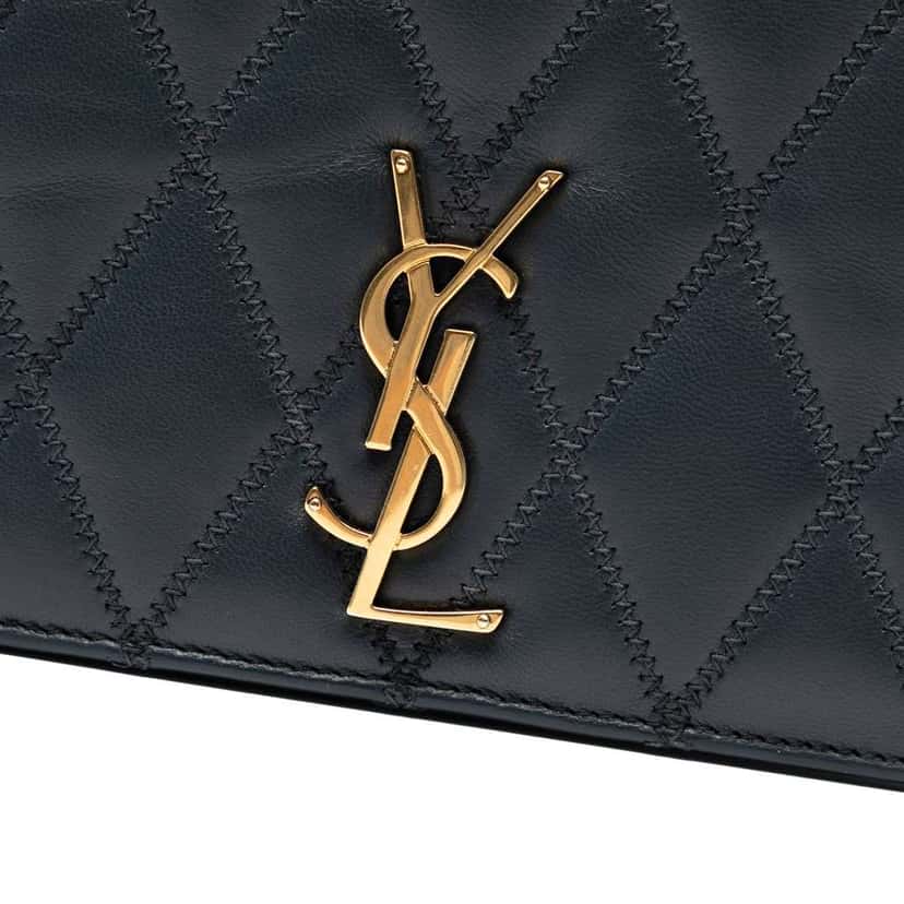 Saint Laurent Diamond Quilted Lambskin Angie Chain Bag Black Leather Very good condition - Box View