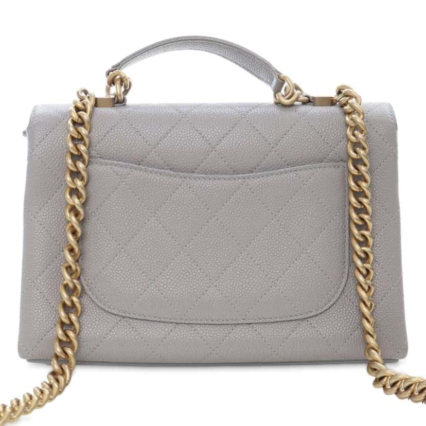 Chanel Medium Stitched Caviar Chic Affinity Top Handle Bag Grey Leather Good condition - Inside View