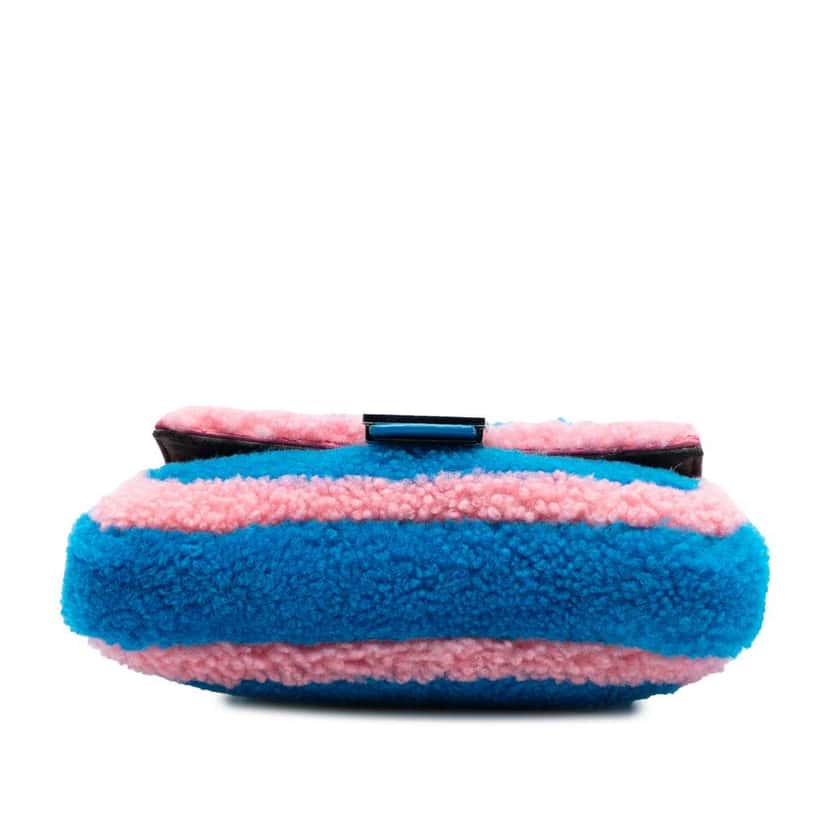 Fendi Micro Bicolor Shearling Baguette Satchel Blue Good condition - Inside View