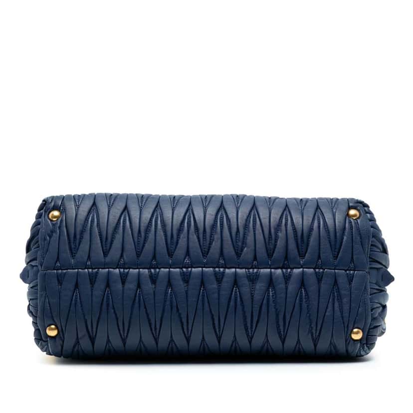 Miu Miu Matelasse Lambskin Satchel Blue Leather Good condition - Inside View