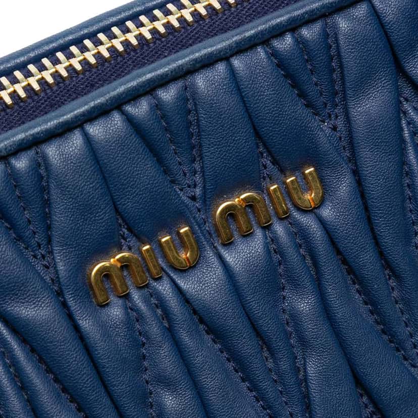 Miu Miu Matelasse Lambskin Satchel Blue Leather Good condition - Box View