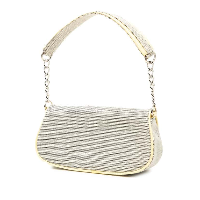 Chanel Canvas CC Camellia No. 5 Shoulder Bag Grey Canvas Good condition - Back View