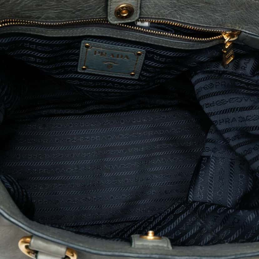 Prada Vitello Shine Satchel Grey Leather Very good condition - Model View