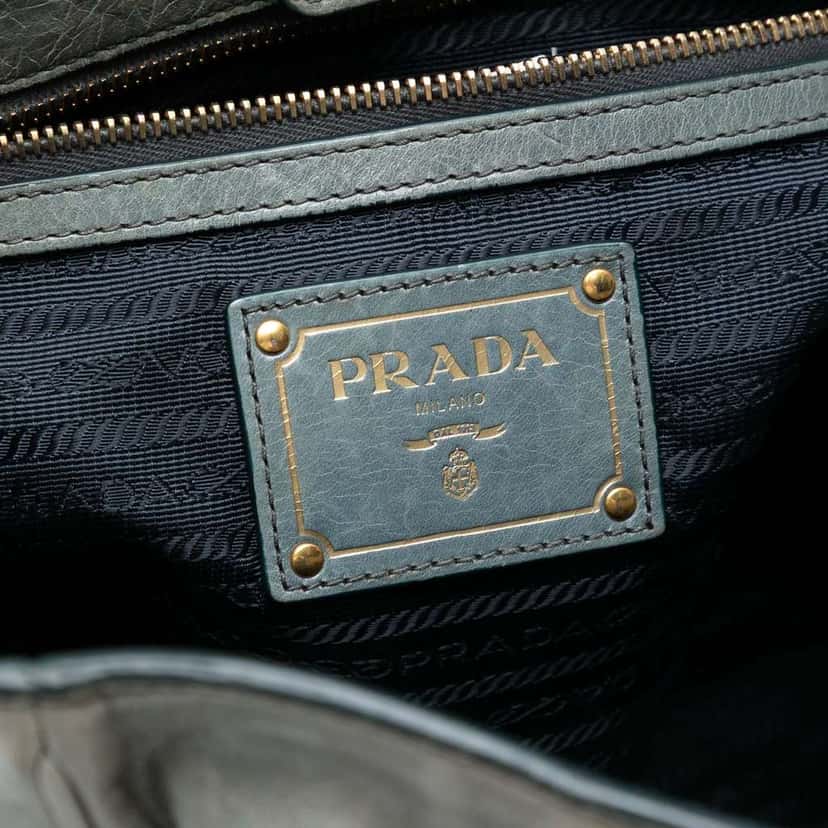 Prada Vitello Shine Satchel Grey Leather Very good condition - Box View