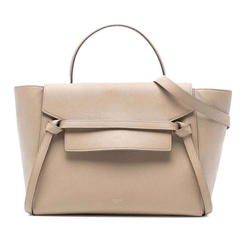 Celine Mini Grained Calfskin Belt Bag Brown Leather Very good condition - Front View