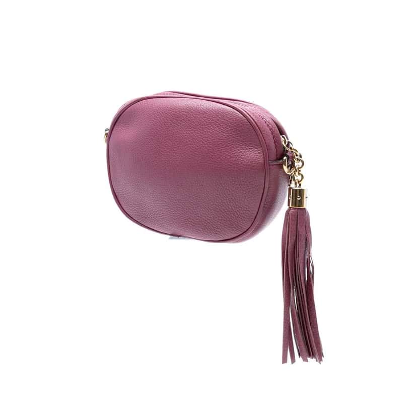 Gucci Mini Pebbled Calfskin Soho Chain Crossbody Pink Leather Very good condition - Back View