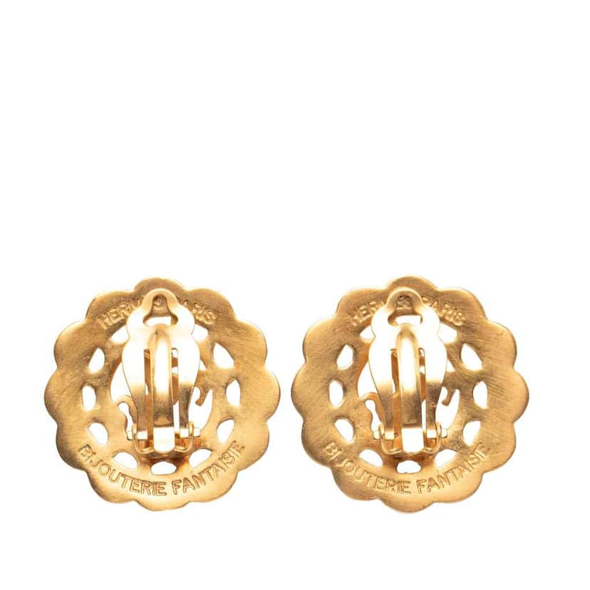 Hermès Gold Plated Bijouterie Fantaisie Clip on Earrings Gold Metal Good condition - Back View