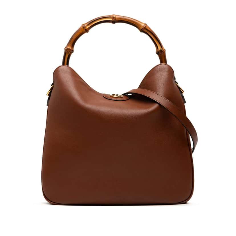 Gucci Medium Leather Bamboo Diana Satchel Brown Leather Good condition - Front View