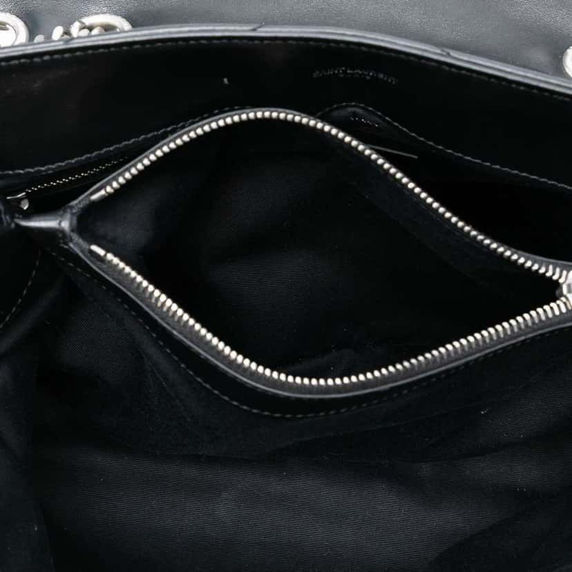 Saint Laurent Medium Chevron Leather Monogram LouLou Shoulder Bag Black Leather Good condition - Model View