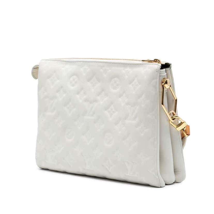Louis Vuitton Monogram Embossed Puffy Lambskin Coussin PM White Leather Very good condition - Back View