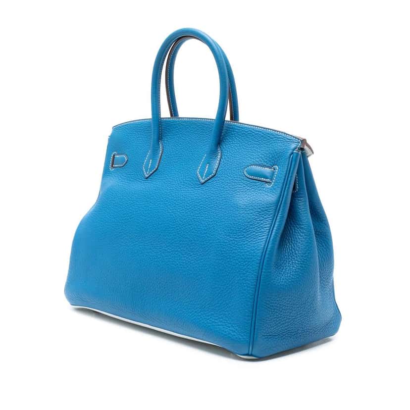 Hermès Limited Edition Bicolor Clemence Birkin Retourne 35 Blue Leather Fair condition - Back View