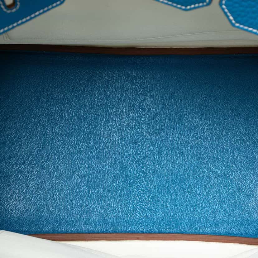 Hermès Limited Edition Bicolor Clemence Birkin Retourne 35 Blue Leather Fair condition - Model View