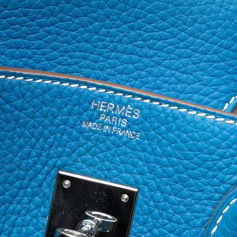 Hermès Limited Edition Bicolor Clemence Birkin Retourne 35 Blue Leather Fair condition - Box View