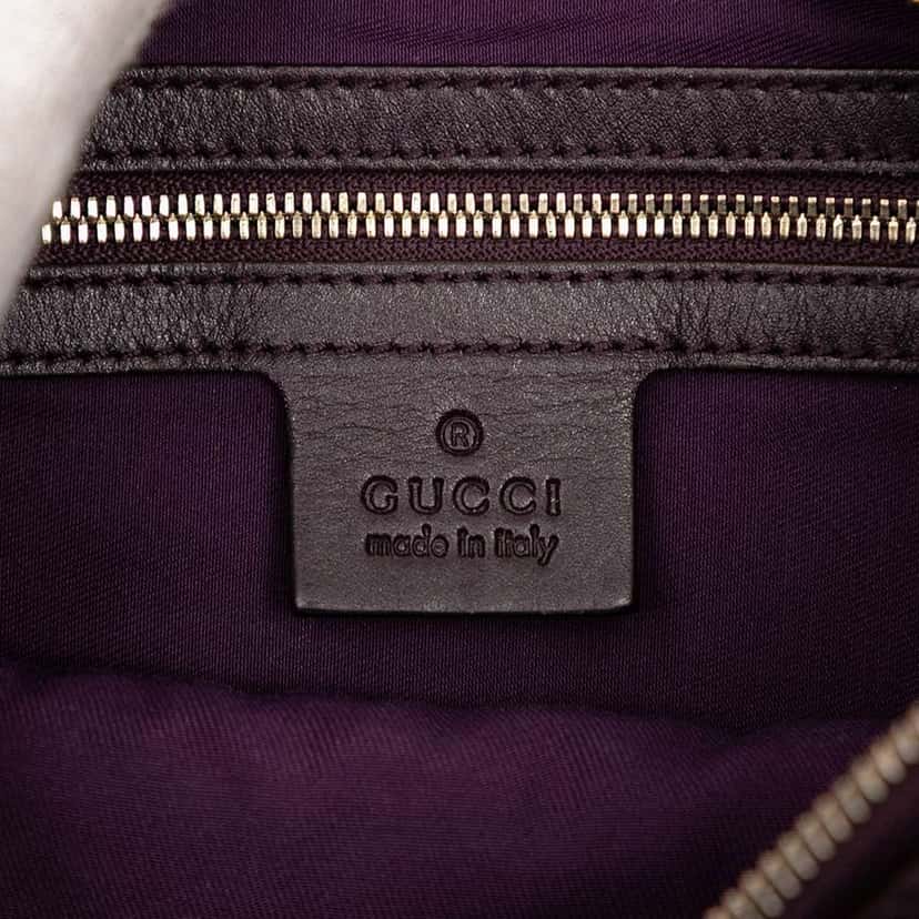 Gucci Embossed Leather Horsebit Glam Hobo Purple Leather Good condition - Box View