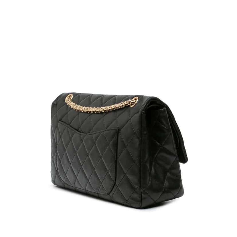 Chanel Paris-Shanghai Reissue 2.55 Quilted Lambskin Double Flap 227 Black Leather Fair condition - Back View
