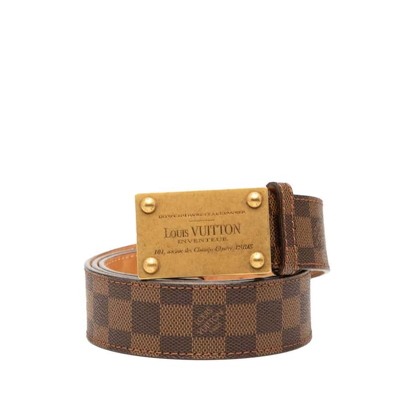 Louis Vuitton Damier Ebene Inventeur Belt Brown Good condition - Front View