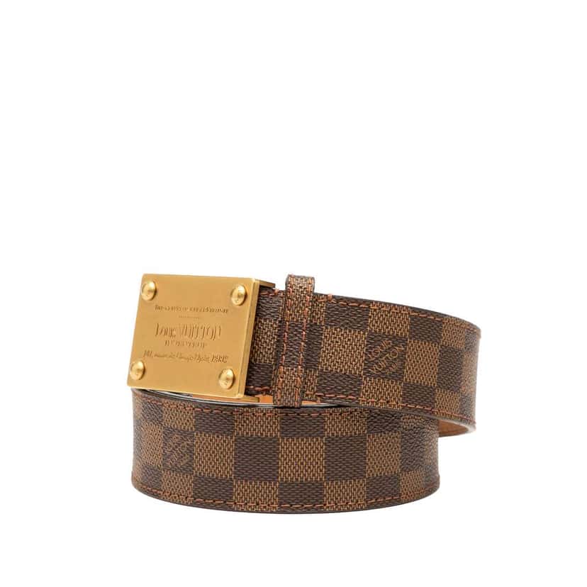 Louis Vuitton Damier Ebene Inventeur Belt Brown Good condition - Back View