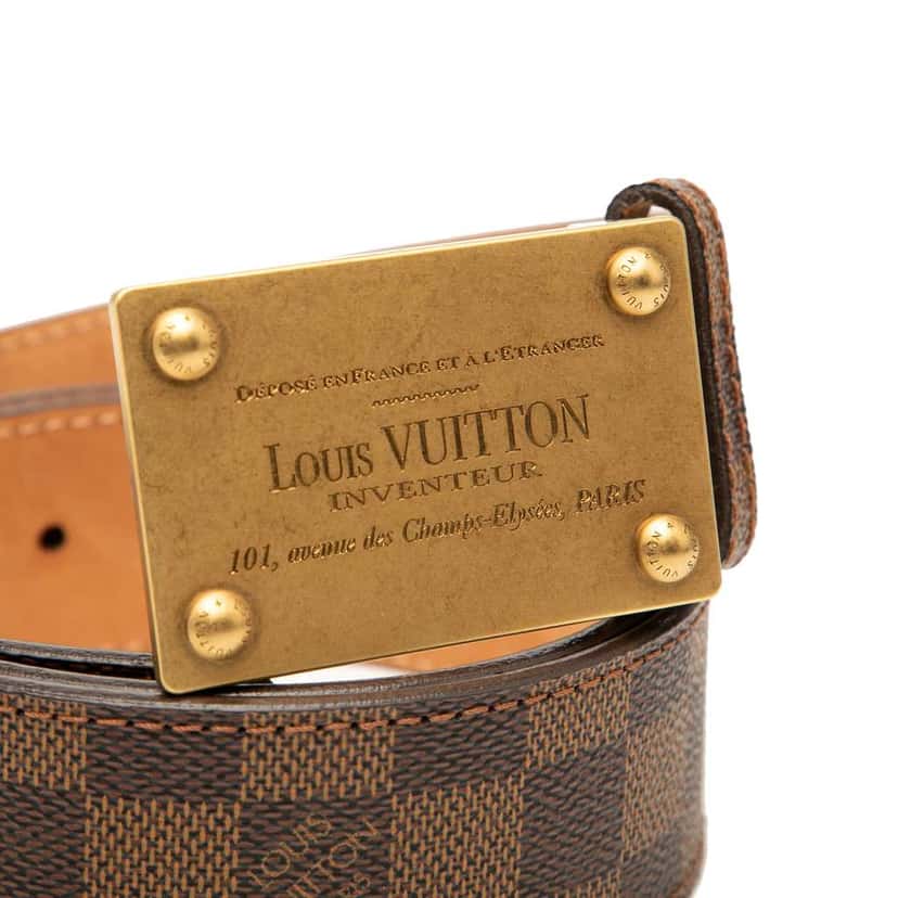 Louis Vuitton Damier Ebene Inventeur Belt Brown Good condition - Model View