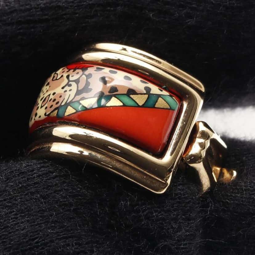 Hermès Enamel Cloisonne Clip On Earrings Red Good condition - Model View