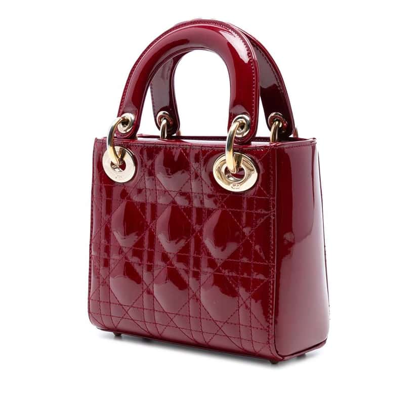 Dior Mini Patent Cannage Lady Dior Red Leather Good condition - Back View