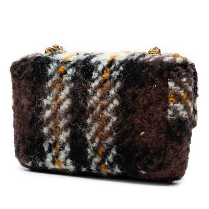 Celine Wool Triomphe Chain Shoulder Bag Black Wool Very good condition - Back View