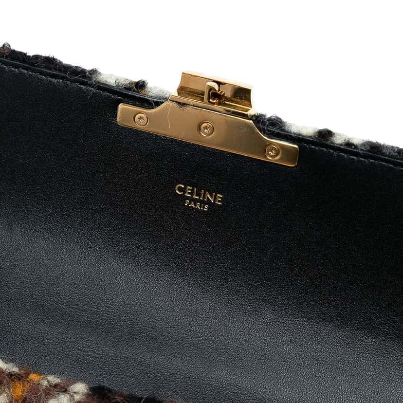 Celine Wool Triomphe Chain Shoulder Bag Black Wool Very good condition - Box View
