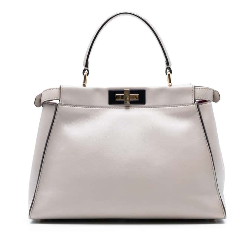 Fendi Medium Leather Peekaboo Iconic Satchel Brown Leather Good condition - Front View