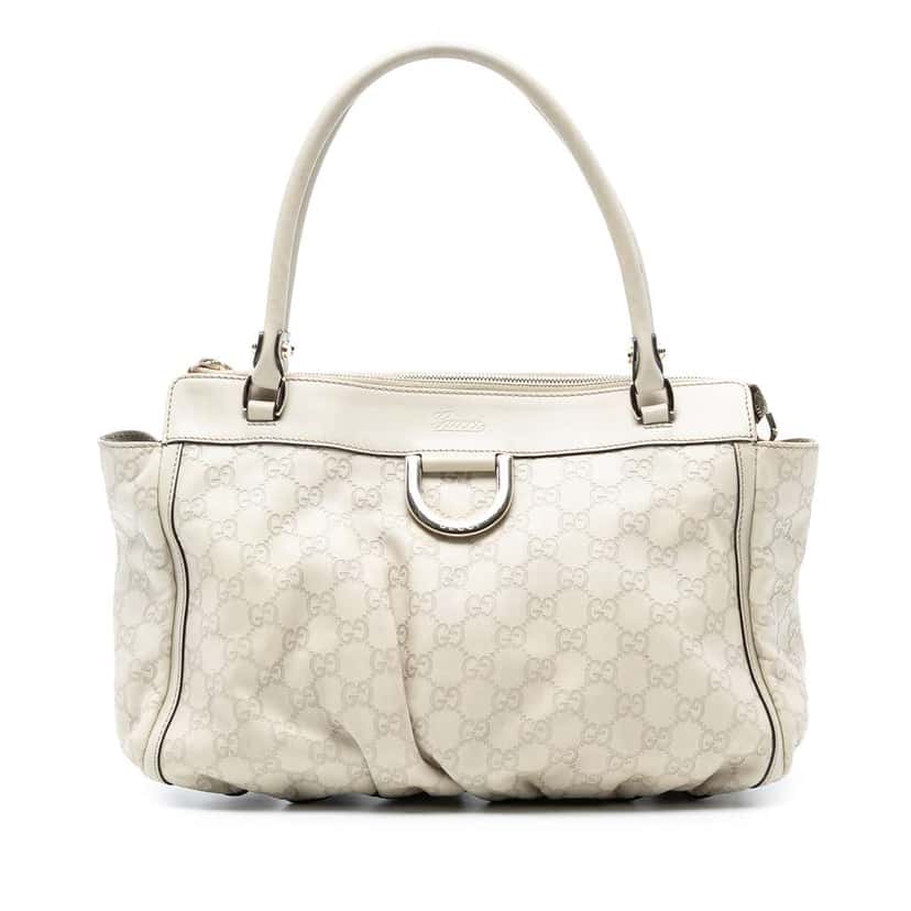 Gucci Guccissima Abbey D Ring Tote White Leather Good condition - Front View