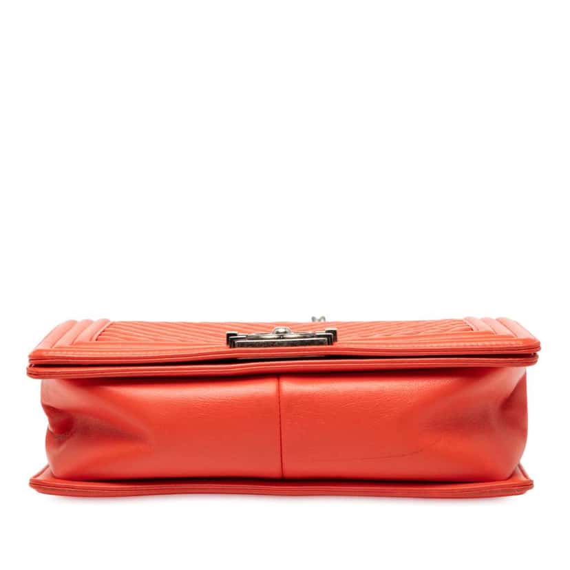 Chanel Old Medium Chevron Lambskin Boy Flap Red Leather Good condition - Inside View